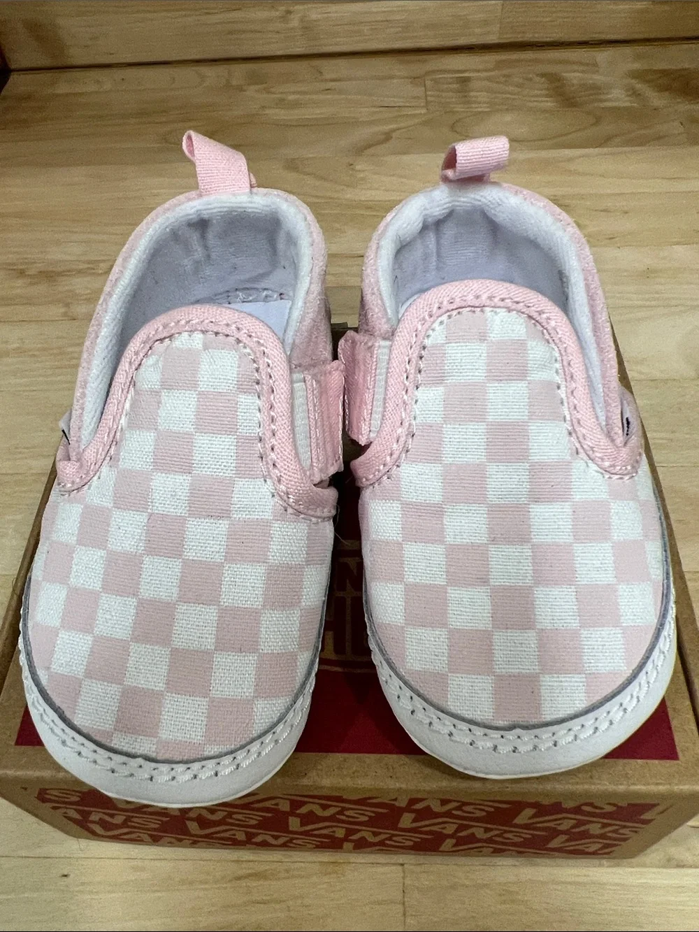 Vans Pink Checkered Slip-On Crib Baby Shoes